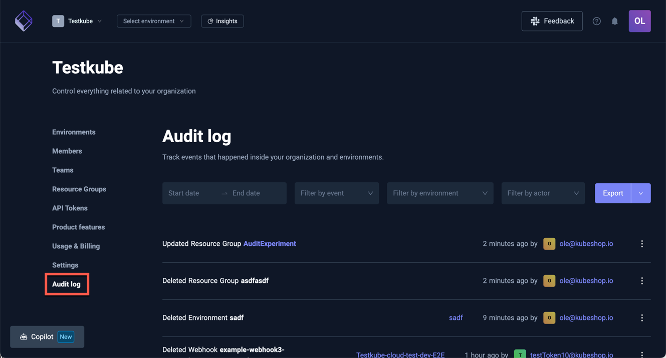 Audit Log